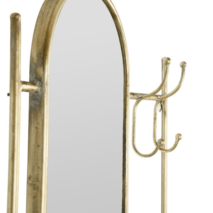 Champagne Valet Mirror with Hooks and Tray