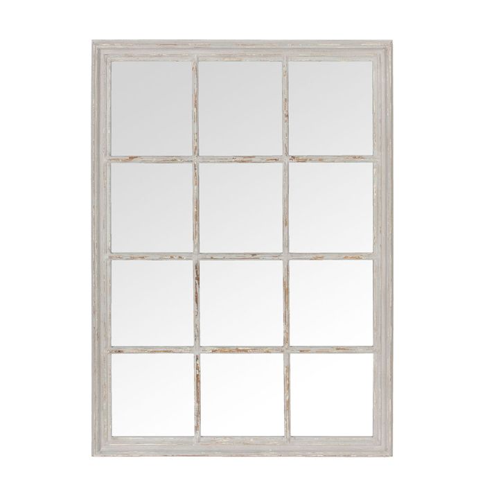 Jardin Antique Grey Windowpane Mirror