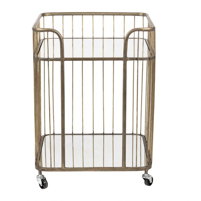 Gold and Mirrored Glass Bar Trolley
