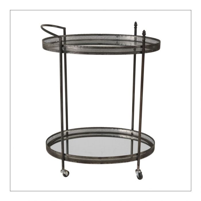 Mignonne Bronze and Mirrored Glass Bar Trolley