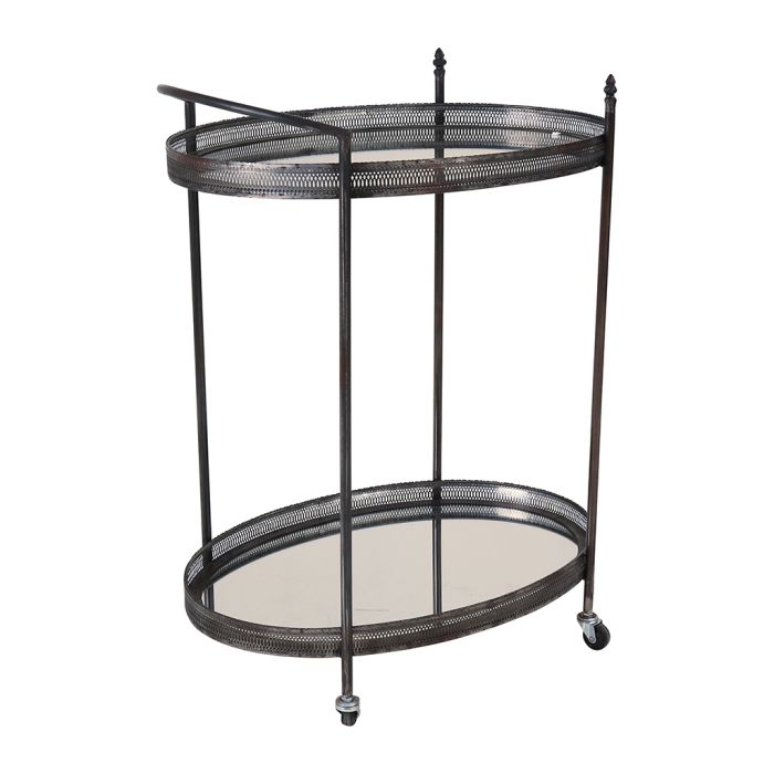 Mignonne Bronze and Mirrored Glass Bar Trolley