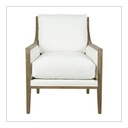 Oak and White Linen Club Chair