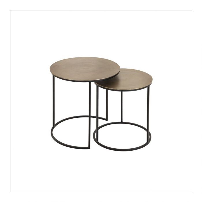 Felia Gold and Black Nest of Two Side Tables