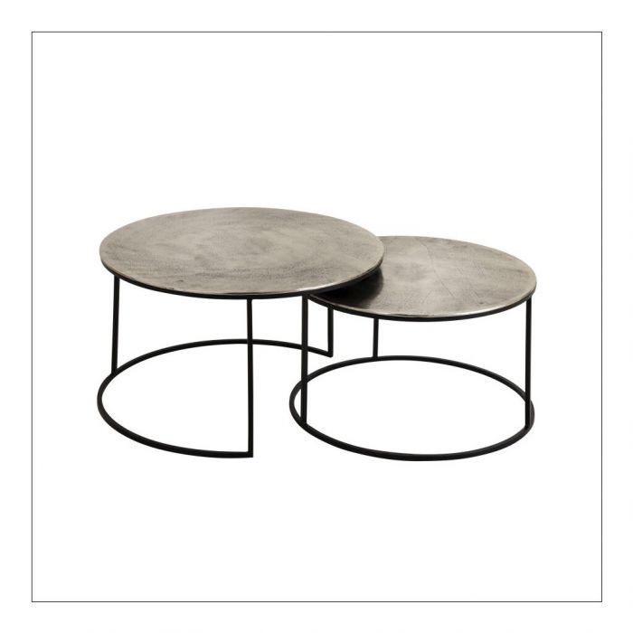 Felia Silver Grey and Black Nest of two Coffee Tables