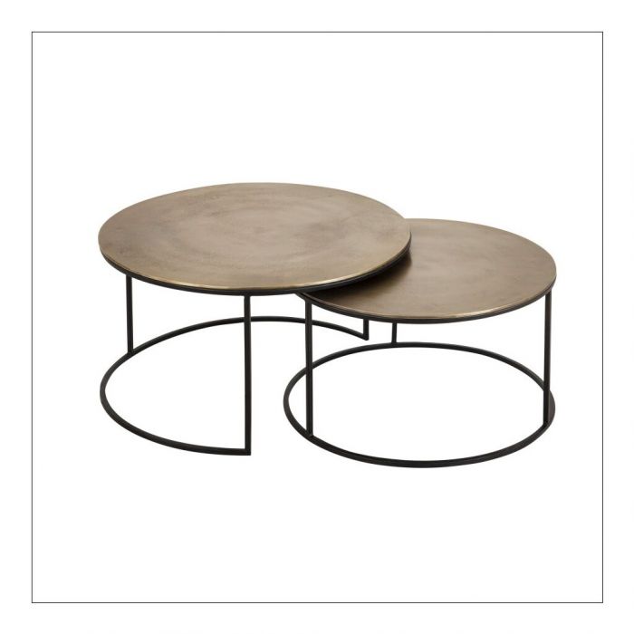 Felia Gold and Black Nest of Two Coffee Tables