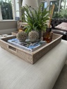 XL whitewashed rattan tray with handles