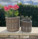 Small Rattan Round Planter Basket With Plastic Lining
