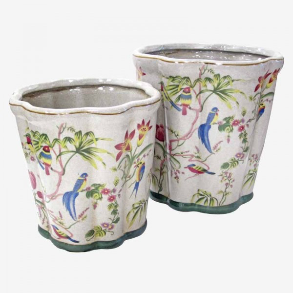 Floral and Birds Planter L