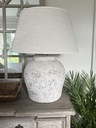 Etna Stone Lamp with Hemp Linen Shade
