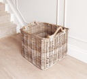 Large Square Kubu Rattan Basket with Rope Handles