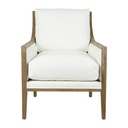 Oak and White Linen Club Chair