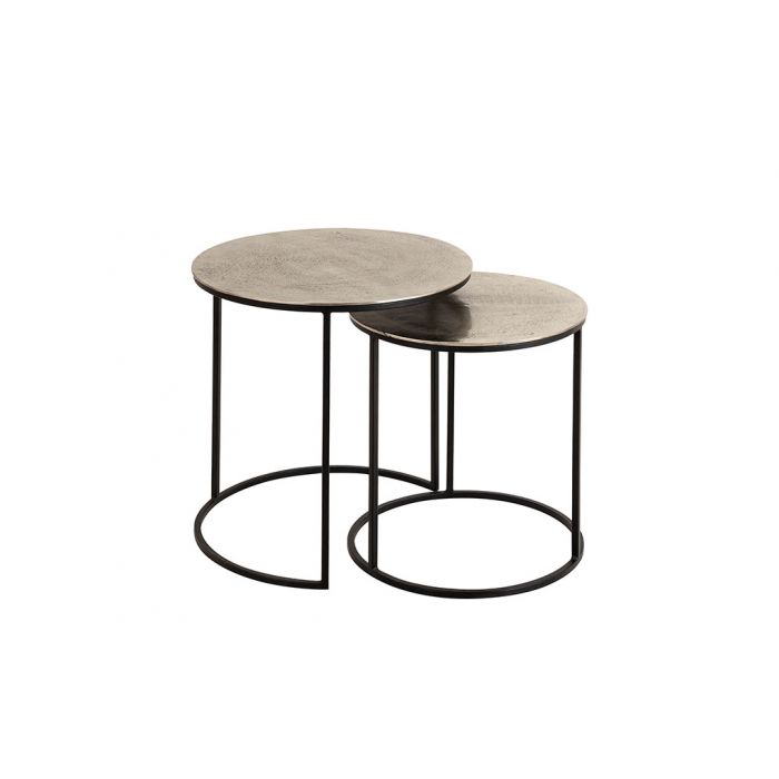 Felia Silver Grey and Black Nest of 2 Side Tables