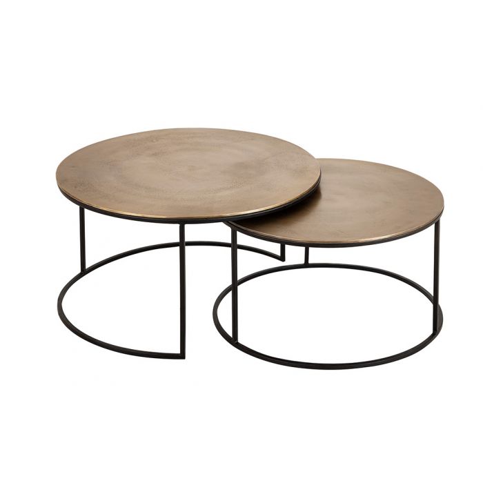 Felia Gold and Black Nest of Two Coffee Tables