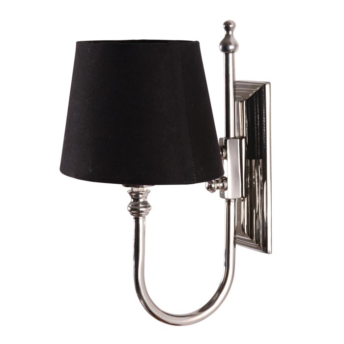 Nickel Brass Wall Lamp with Rectangular Back Plate