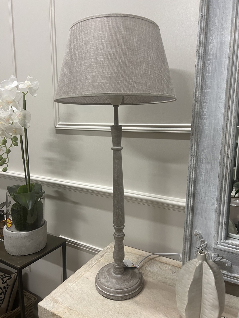 Tall Grey Turned Wooden Lamp Base