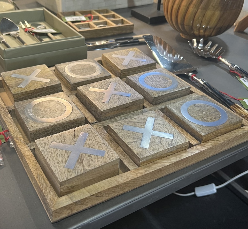 Large Natural Wood Xs & Os Coffee Table Game