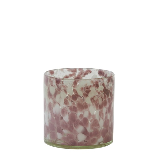 Holly Pink Glass Tea Light Holder L