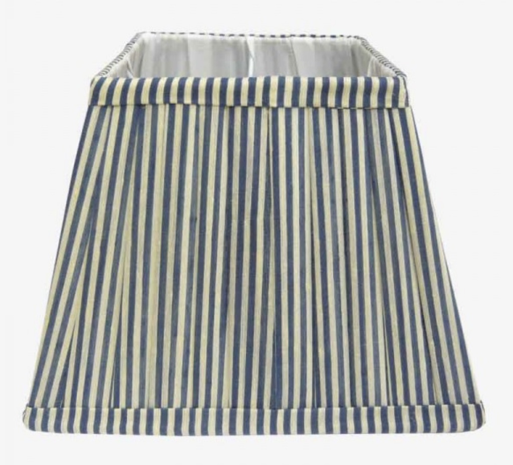 30cm Square Blue Ticking Pleated Shade