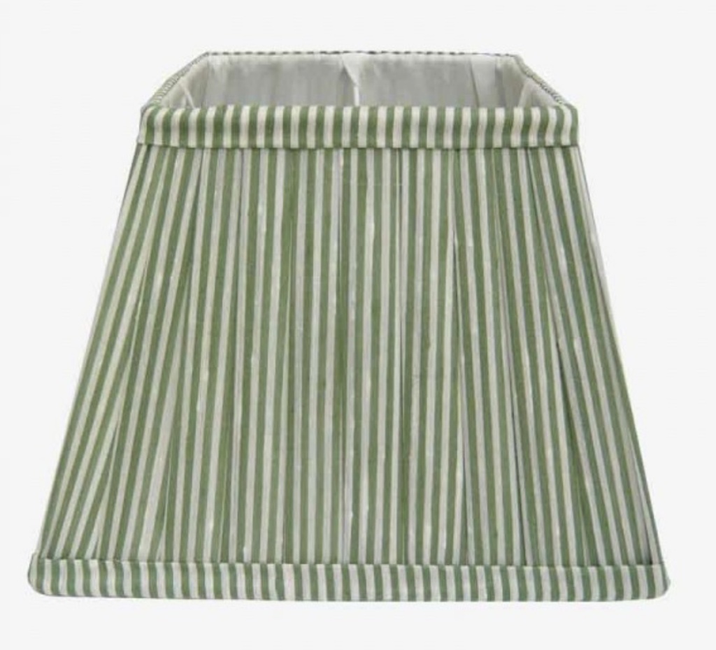 30cm Square Green Ticking Pleated Shade