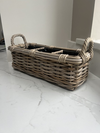 3 hole rattan herb planter - lined