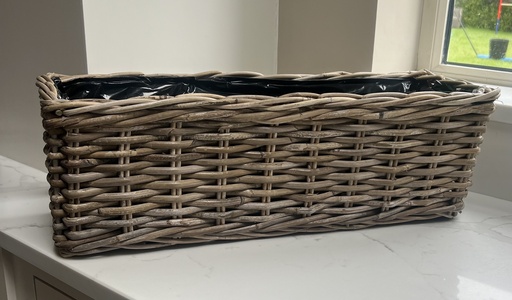 Rattan Rectangle Planter - Windowbox - fully lined 