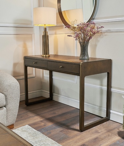 Kime Console Table - Solid Wood and Brass