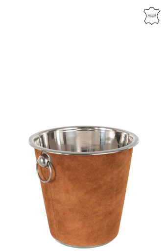 Cognac Suede Ice Bucket