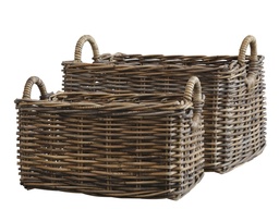 Old French Wicker Floor Baskets (set of 2)