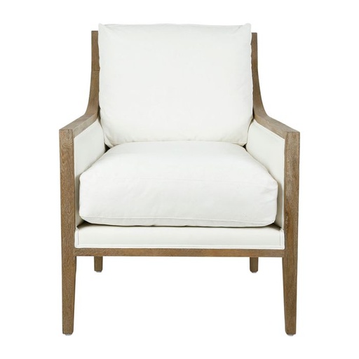 [38125] Oak and White Linen Club Chair