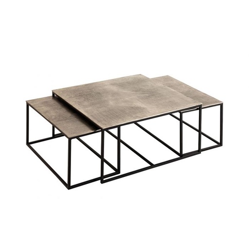 Felia Silver Grey and Black Set of 3 Coffee Tables