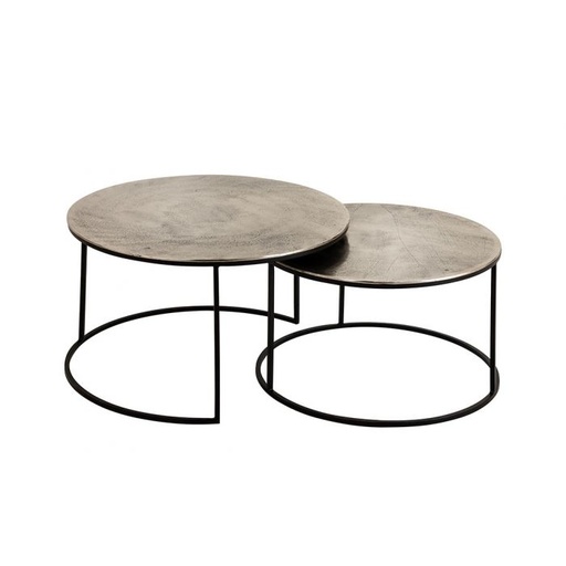 Felia Silver Grey and Black Nest of two Coffee Tables