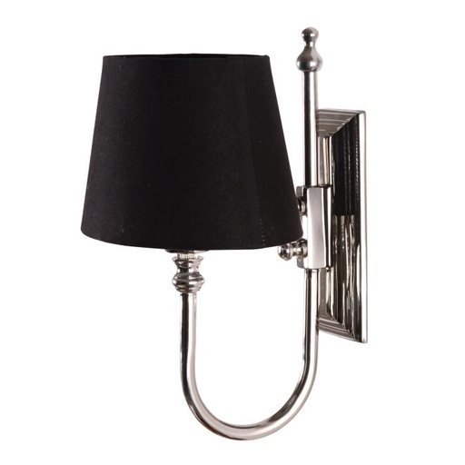 Nickel Brass Wall Lamp with Rectangular Back Plate