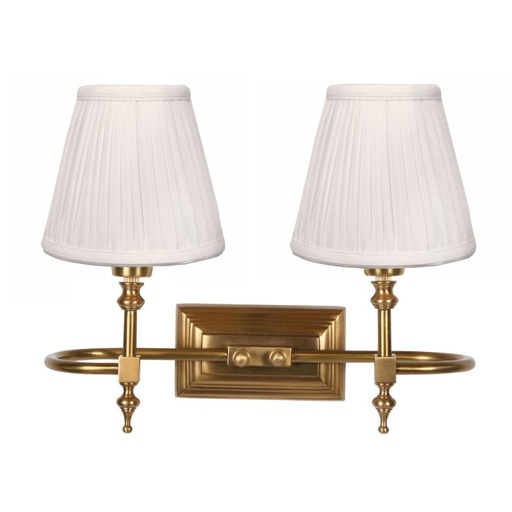 Gold Brass Double Arm Wall Lamp with Rectangular Backplate