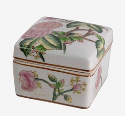 Square Porcelain Trinket Box - Camellia Flower