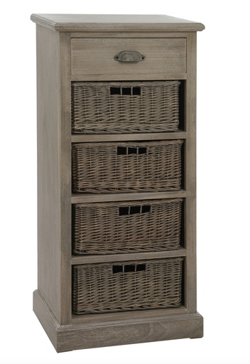 Wooden tall boy cabinet with storage