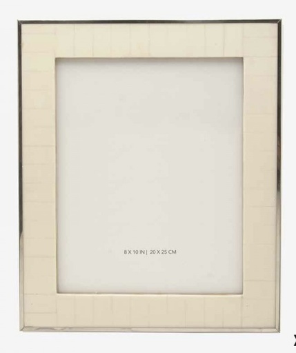 Ivory Faux Bone and Silver Photo Frame L
