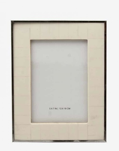 Ivory Faux Bone and Silver Photo Frame M