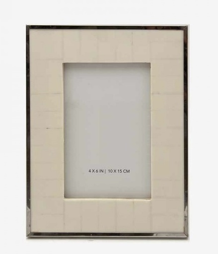 Ivory Faux Bone and Silver Photo Frame S