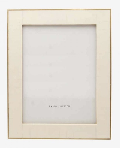 [0372501] Ivory Faux Bone with Gold Edge Photo Frame