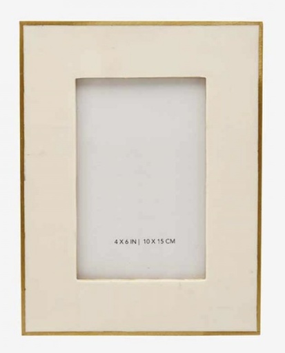 [0372503] Ivory Faux Bone with Gold Edge Photo Frame S