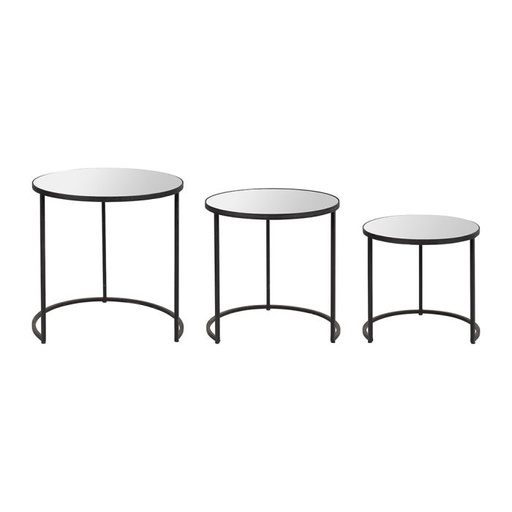 Set of 3 Mirror Topped Side Tables - Nest of Tables