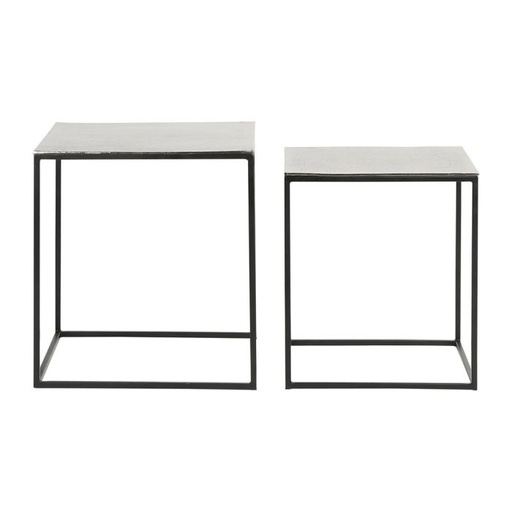 Felia Nest of 2 Square Side Tables - Silver/Champagne